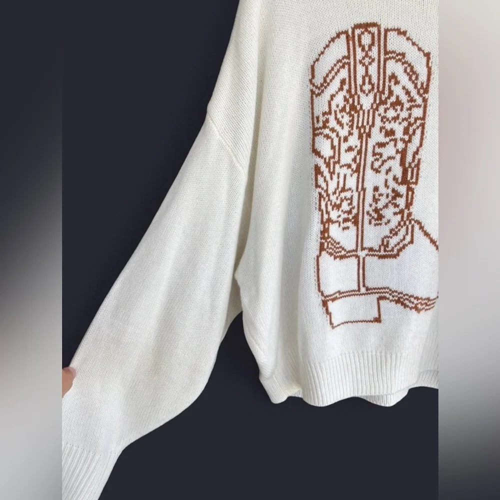 WRANGLER RETRO WOMEN'S EMBROIDERED BOOT SWEATER SIZE SMALL WESTERN - Picture 4 of 7